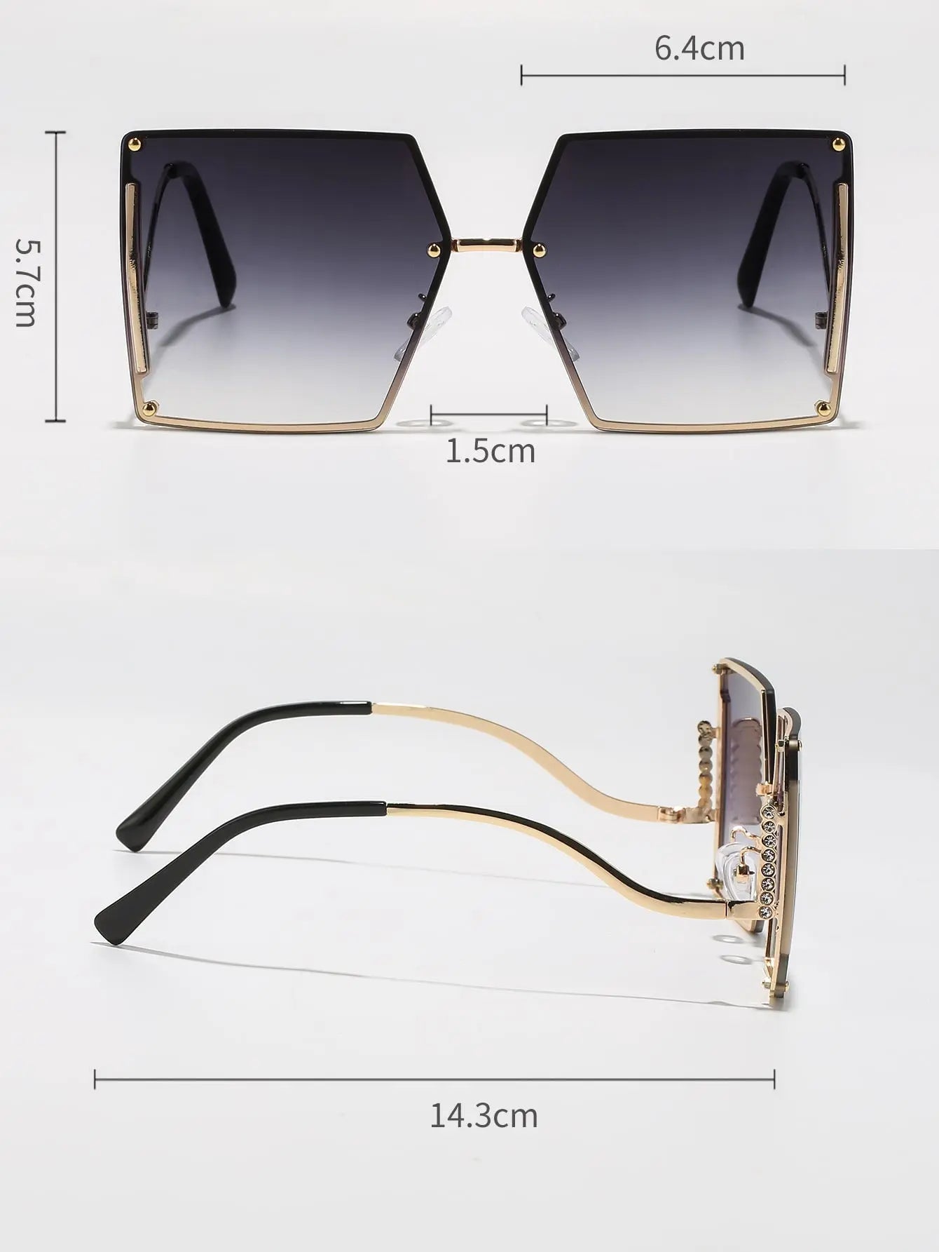 Chic Square Studded Frame Sungasses - Suncollections
