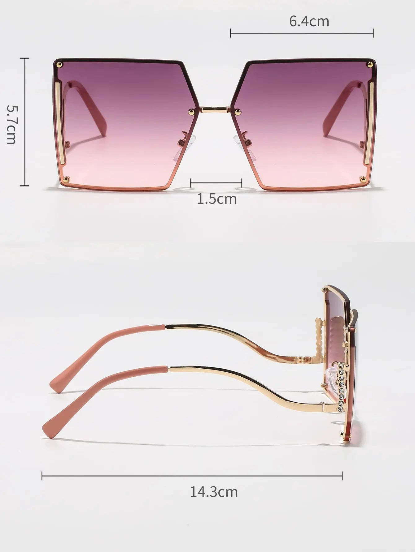 Chic Square Studded Frame Sungasses - Suncollections