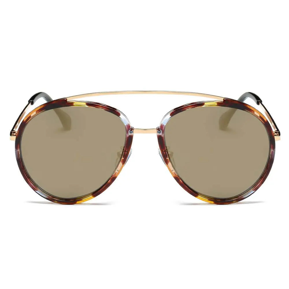 FARMINDALE | Polarized Circle Round Brow-Bar Fashion Sunglasses - Suncollections