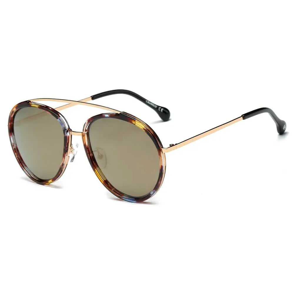 FARMINDALE | Polarized Circle Round Brow-Bar Fashion Sunglasses - Suncollections