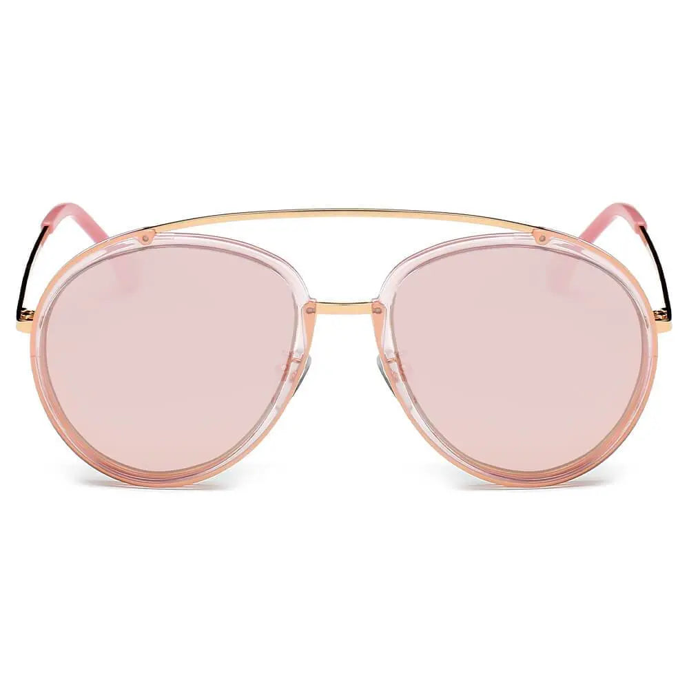 FARMINDALE | Polarized Circle Round Brow-Bar Fashion Sunglasses - Suncollections