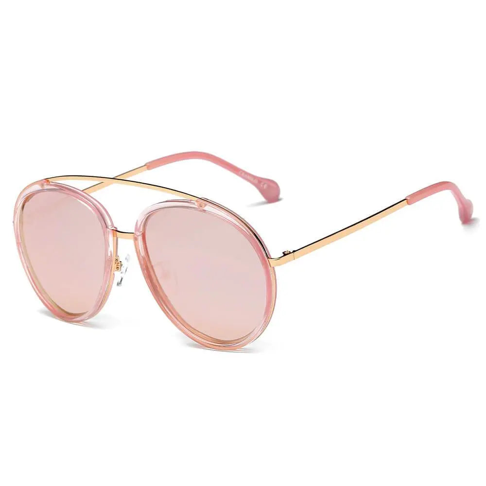 FARMINDALE | Polarized Circle Round Brow-Bar Fashion Sunglasses - Suncollections