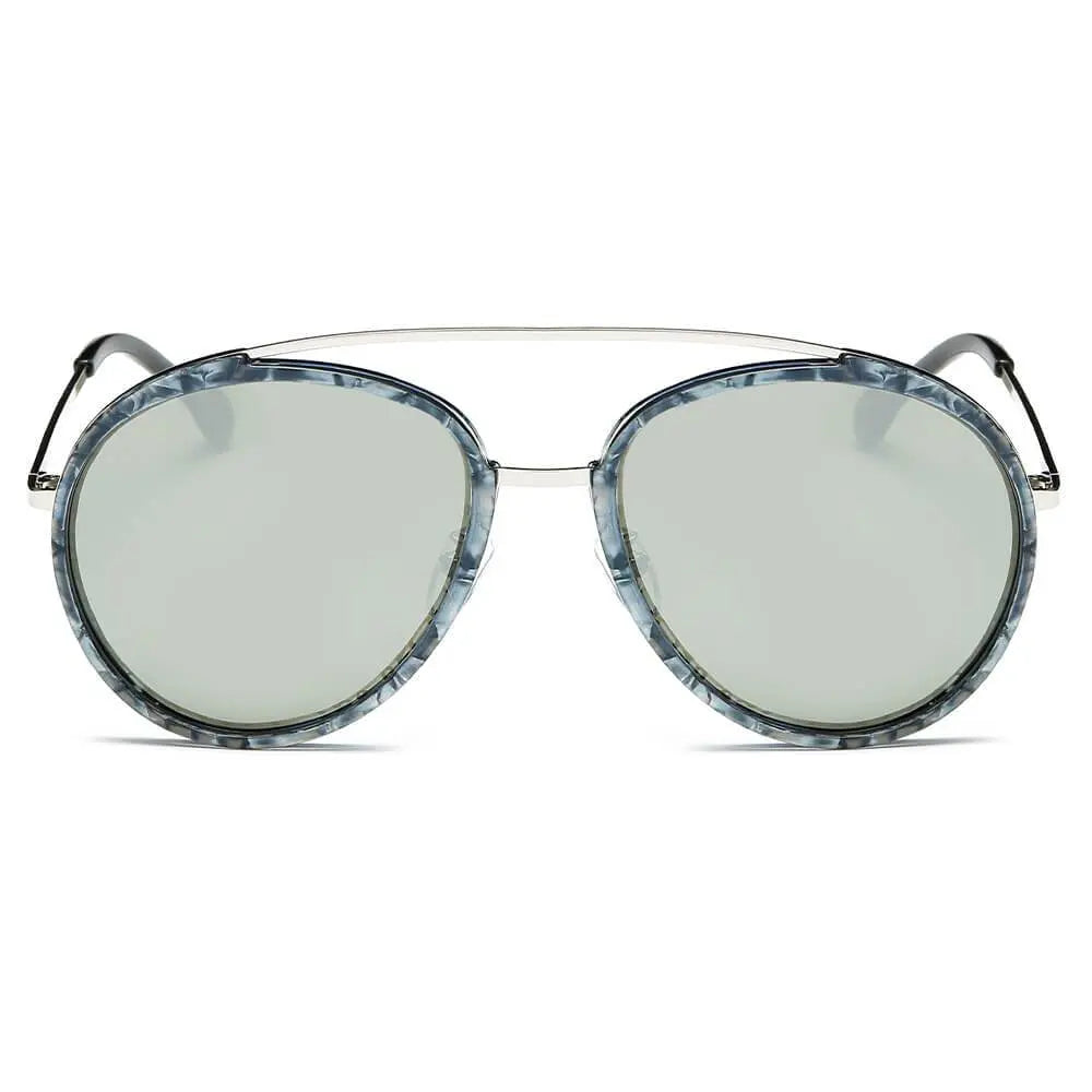 FARMINDALE | Polarized Circle Round Brow-Bar Fashion Sunglasses - Suncollections