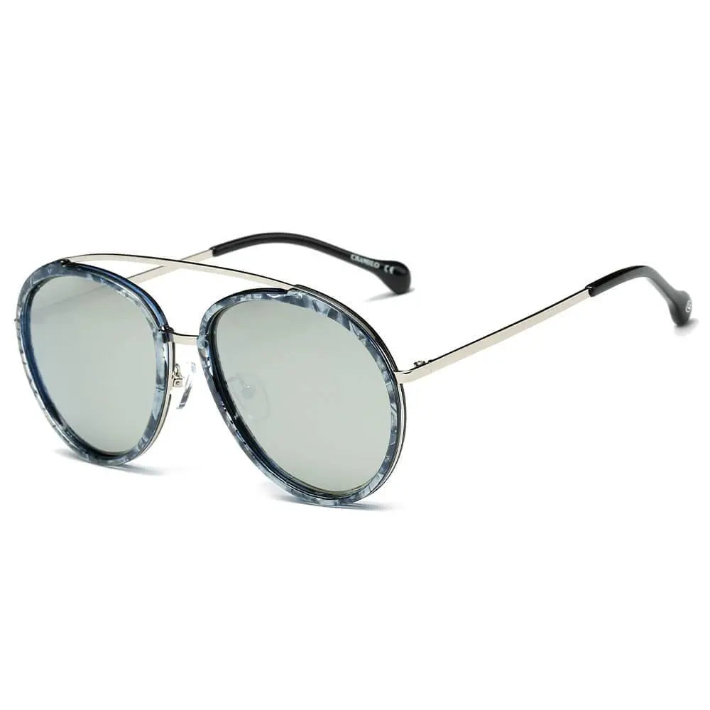 FARMINDALE | Polarized Circle Round Brow-Bar Fashion Sunglasses - Suncollections