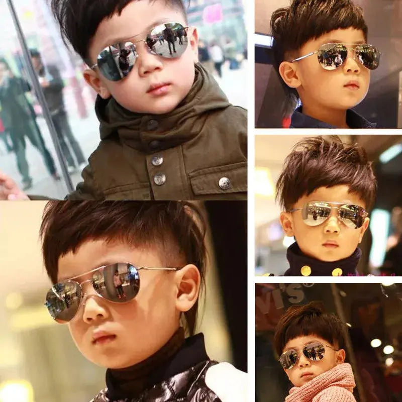 2019 Sunglasses new fashion baby kids boy girl Pilot sunglasses metal frame goggles glasses for kids children - Suncollections