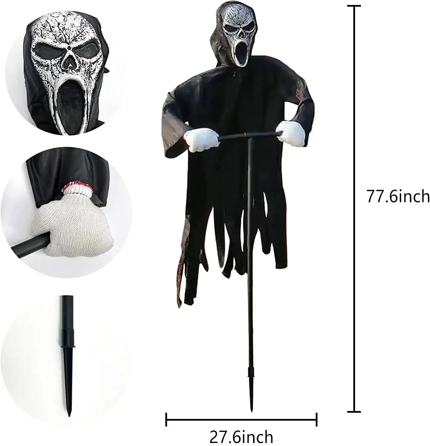 Garden Ghostface Scarecrow Halloween Decor Outside Hanging Scary Ghost Scarecrow Decorations Creative Courtyard Bird Repeller Suncollections