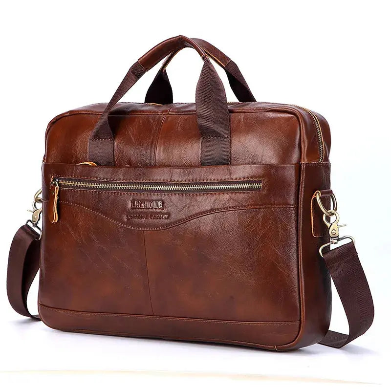 Men Genuine Leather Handbags Casual Leather Laptop Bags Male Business Travel Messenger Bags Men's Crossbody Shoulder Bag - Suncollections