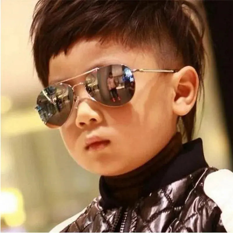 2019 Sunglasses new fashion baby kids boy girl Pilot sunglasses metal frame goggles glasses for kids children - Suncollections