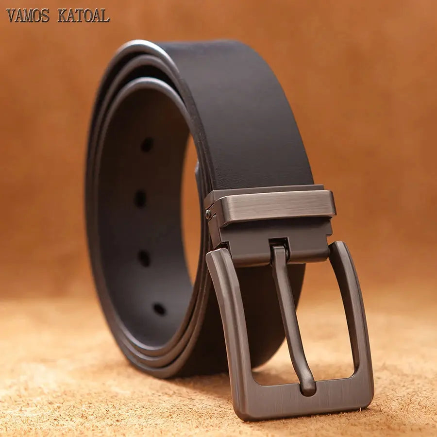 Cowhide Genuine Leather Belts for Men Male Pin Buckle Jeans Waist Belt Mens Black Brown Commuter business Belt Ceinture Homme - Suncollections