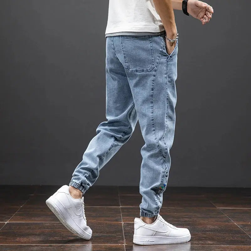 Spring Summer Black Blue Cargo Jeans Men Streetwear Denim Jogger Pants Men Baggy Harem Jean Trousers Plus Size Suncollections