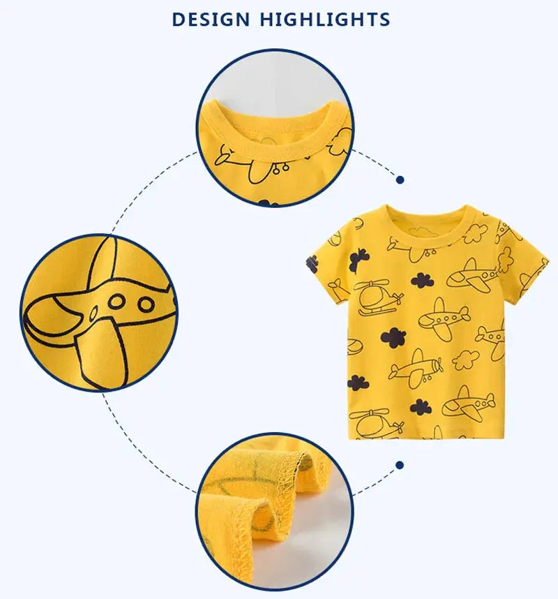 2025 Children's T-Shirt for Boys Girls Kids Shirts Baby Short Sleeve Full Print Toddler Cotton Cartoon Car Tee Tops Clothing - Suncollections