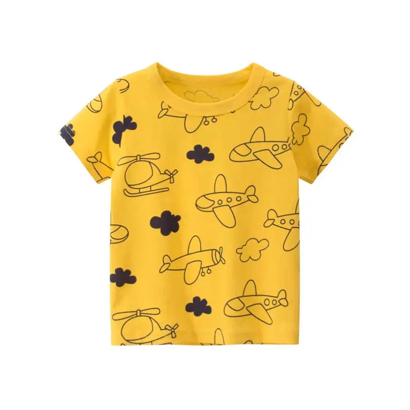 2025 Children's T-Shirt for Boys Girls Kids Shirts Baby Short Sleeve Full Print Toddler Cotton Cartoon Car Tee Tops Clothing - Suncollections