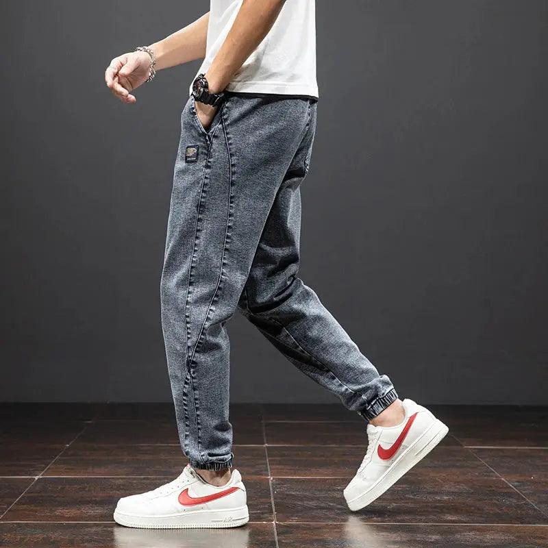 Spring Summer Black Blue Cargo Jeans Men Streetwear Denim Jogger Pants Men Baggy Harem Jean Trousers Plus Size Suncollections