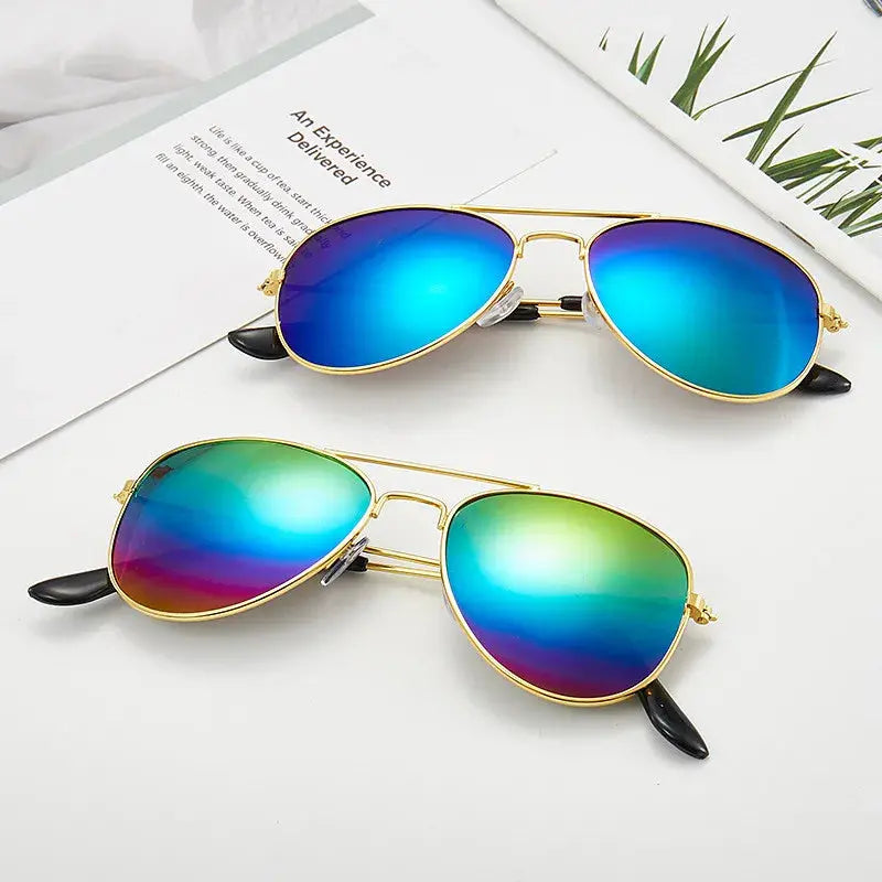 2019 Sunglasses new fashion baby kids boy girl Pilot sunglasses metal frame goggles glasses for kids children - Suncollections