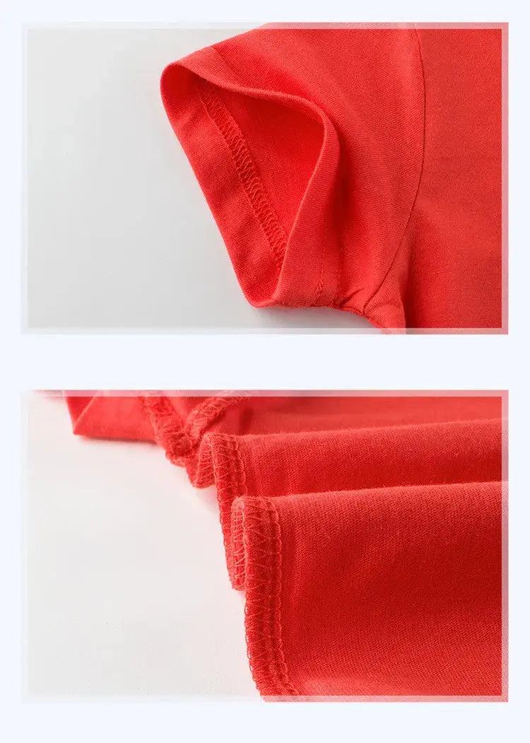 2024 Summer Girls Boys Solid T-Shirts Clothes 100% Pure Cotton Short Sleeve Yellow Red Green Kids UnderShirt Bottomming Clothing - Suncollections