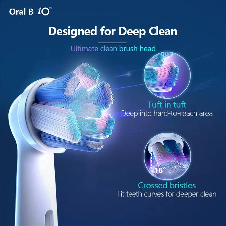 Original Oral-B Toothbrush Head Replacement for iO Series Electric Tooth Brush Soft Bristles Adults Oral Clean Care 3Pcs/Pack - Suncollections