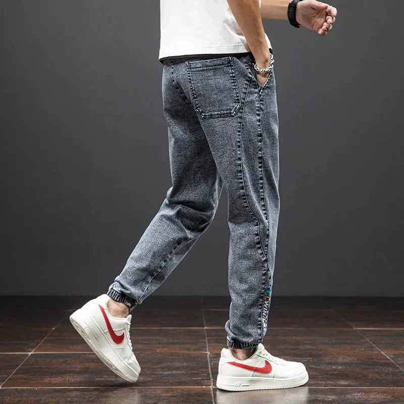 Spring Summer Black Blue Cargo Jeans Men Streetwear Denim Jogger Pants Men Baggy Harem Jean Trousers Plus Size Suncollections