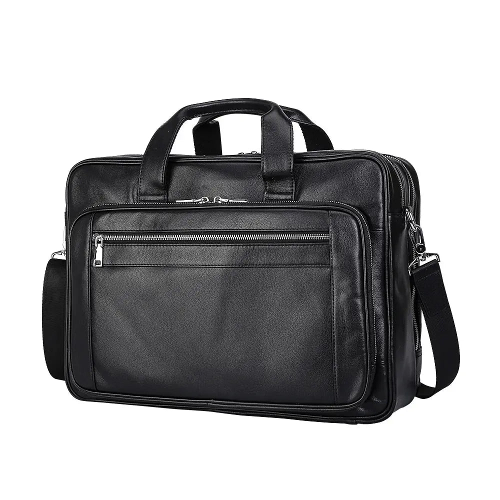 TIDING Dropshipping Men Crazy Horse Leather 15.6 Inch Laptop Bags Briefcase Genuine Leather Business Office Briefcase Bag - Suncollections