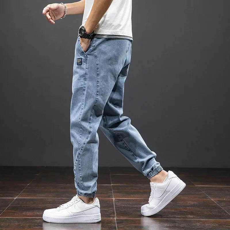 Spring Summer Black Blue Cargo Jeans Men Streetwear Denim Jogger Pants Men Baggy Harem Jean Trousers Plus Size Suncollections