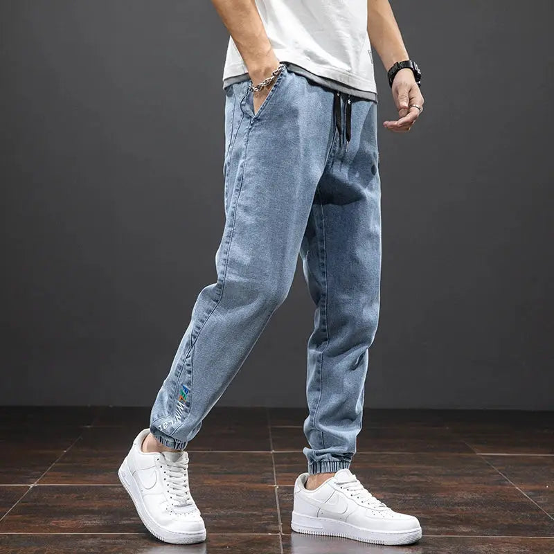 Spring Summer Black Blue Cargo Jeans Men Streetwear Denim Jogger Pants Men Baggy Harem Jean Trousers Plus Size Suncollections