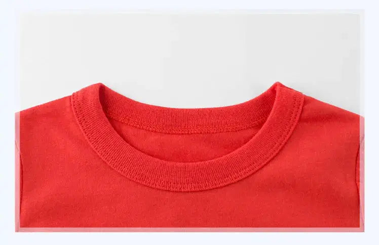 2024 Summer Girls Boys Solid T-Shirts Clothes 100% Pure Cotton Short Sleeve Yellow Red Green Kids UnderShirt Bottomming Clothing - Suncollections