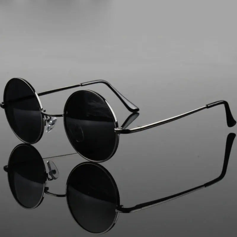 Retro Vintage Round Polarized Sunglasses Men Brand Designer Sun Glasses Women Alloy Metal Frame Black Lens Eyewear Driving UV400 - Suncollections