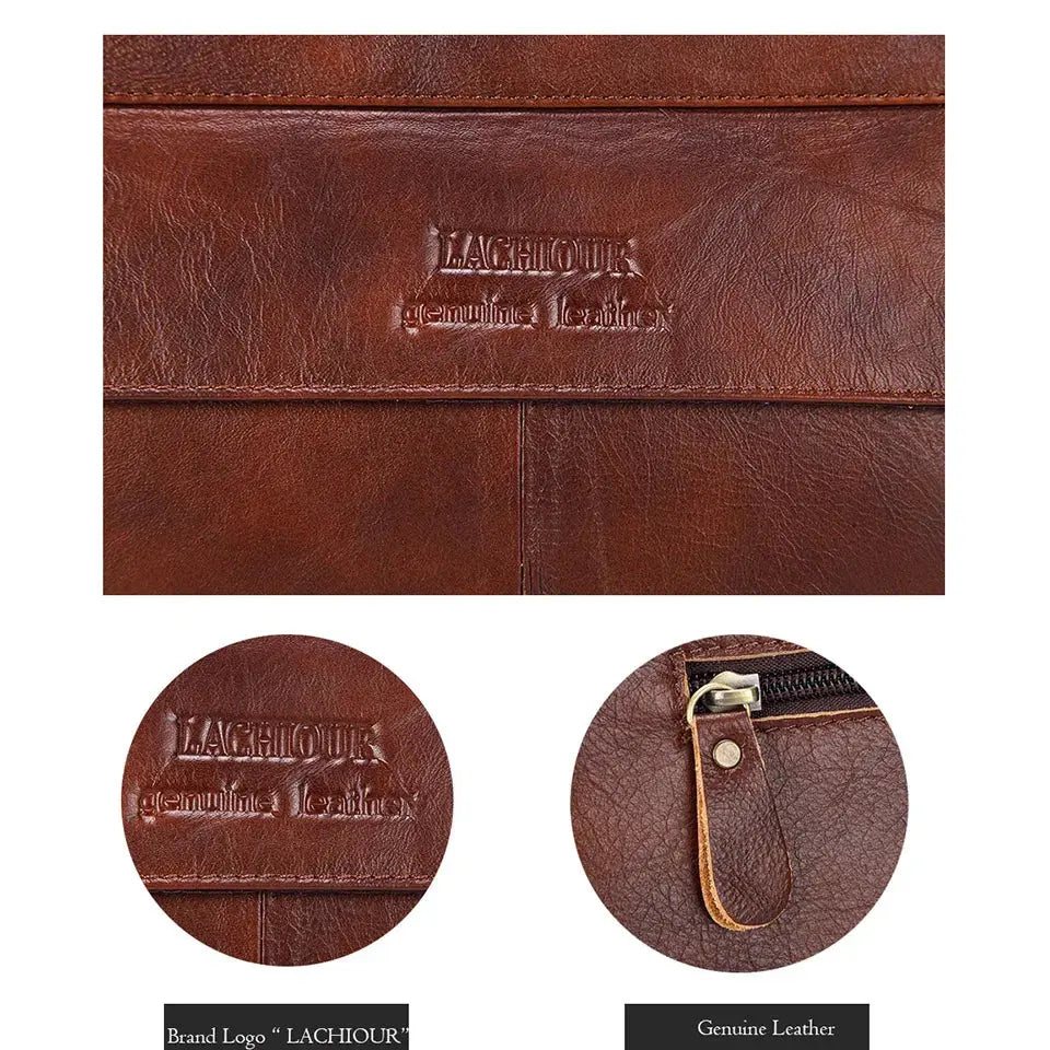 Men Genuine Leather Handbags Casual Leather Laptop Bags Male Business Travel Messenger Bags Men's Crossbody Shoulder Bag - Suncollections