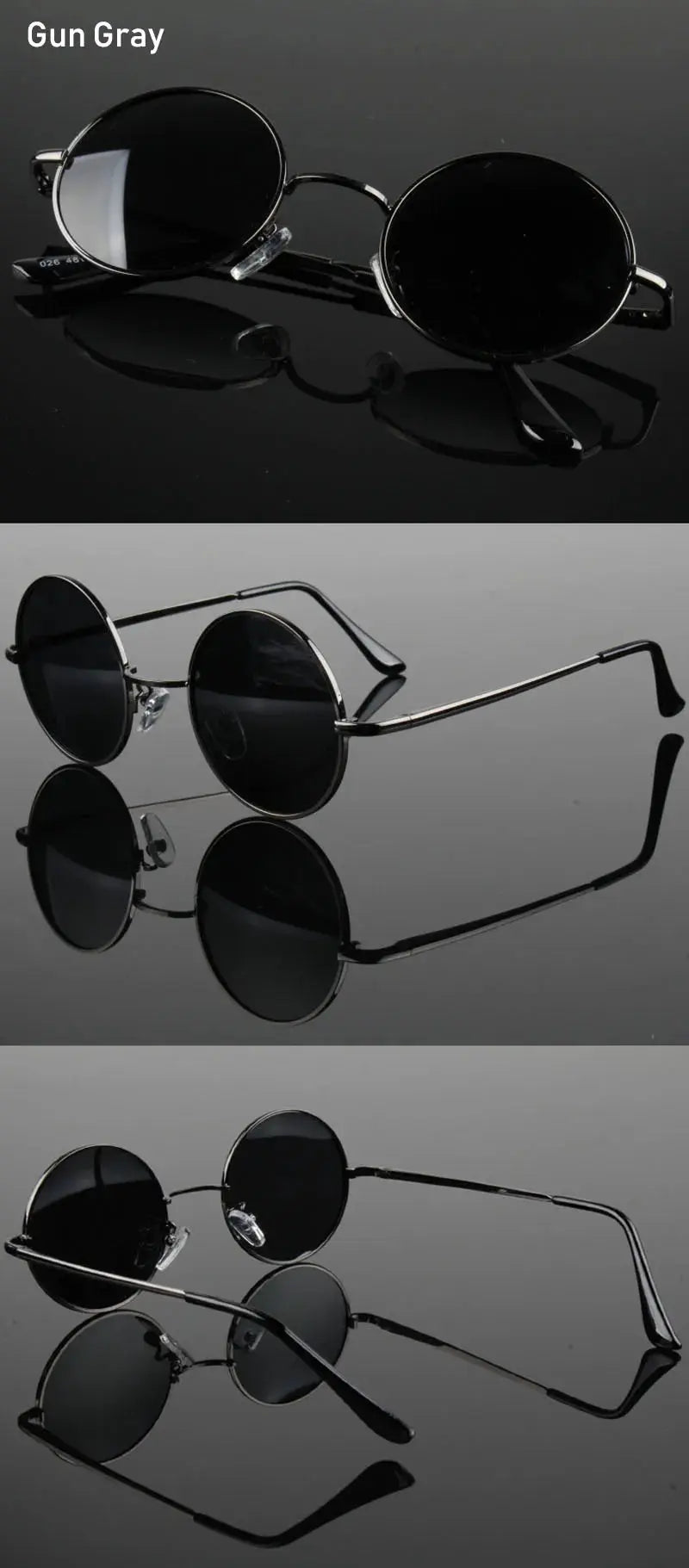 Retro Vintage Round Polarized Sunglasses Men Brand Designer Sun Glasses Women Alloy Metal Frame Black Lens Eyewear Driving UV400 - Suncollections
