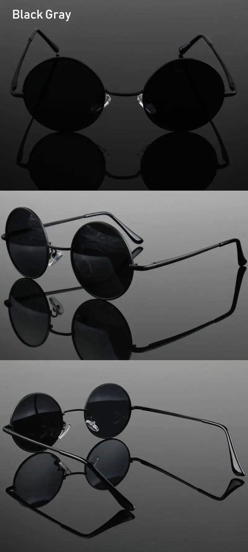 Retro Vintage Round Polarized Sunglasses Men Brand Designer Sun Glasses Women Alloy Metal Frame Black Lens Eyewear Driving UV400 - Suncollections