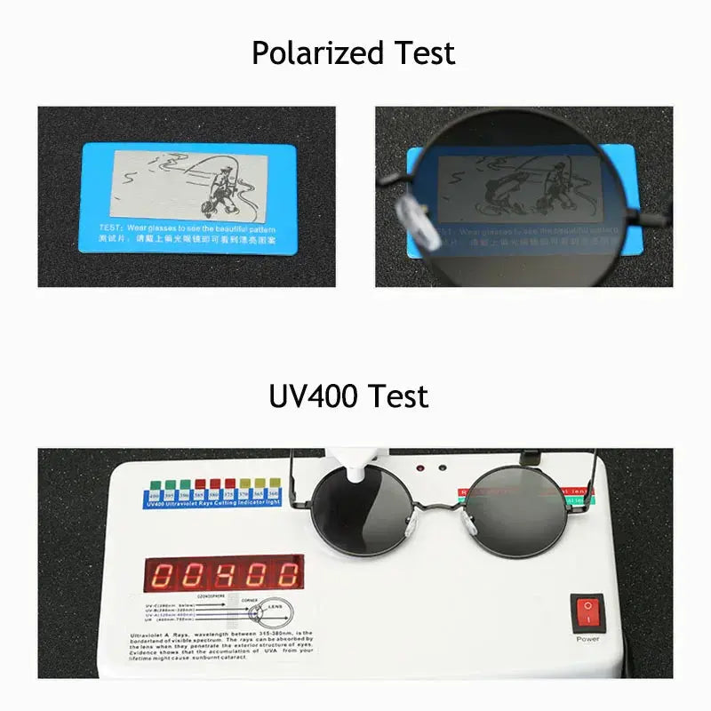 Retro Vintage Round Polarized Sunglasses Men Brand Designer Sun Glasses Women Alloy Metal Frame Black Lens Eyewear Driving UV400 - Suncollections