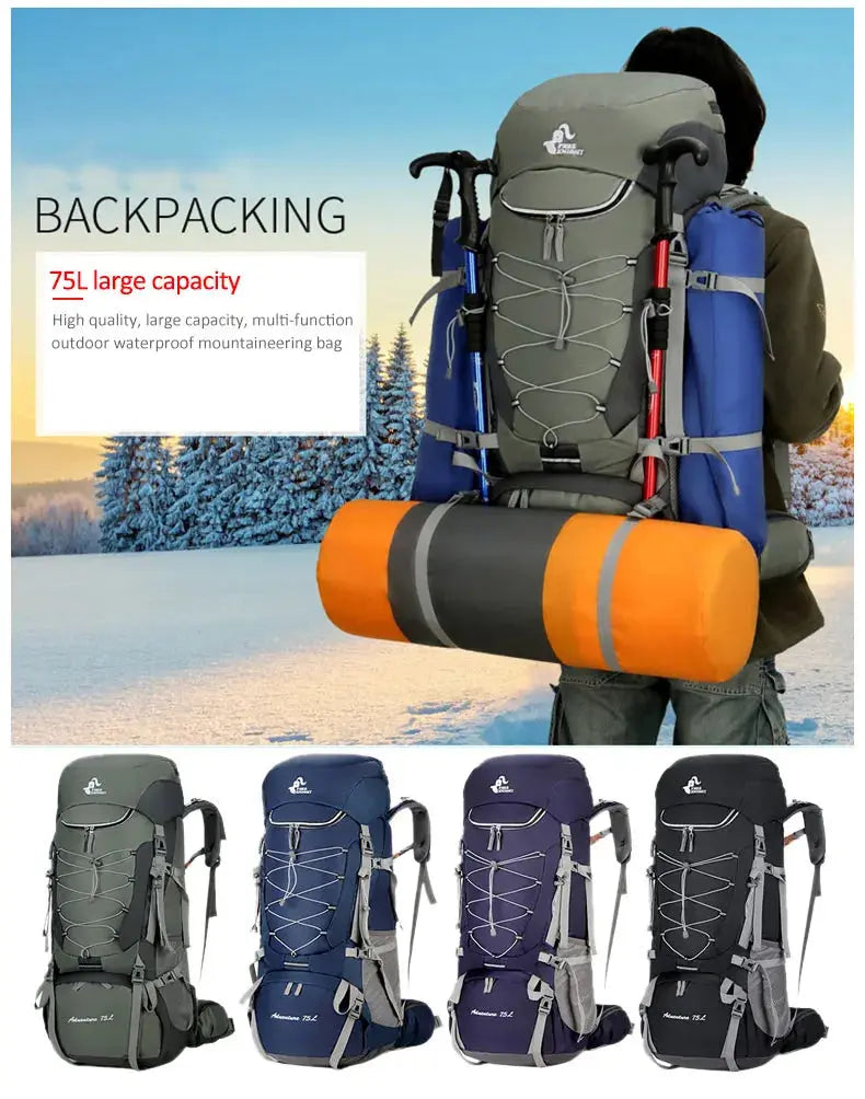 Camping Backpack Hiking Bag Sports Outdoor Bags For Men 75L Large With Rain Cover Travel Climbing Mountaineering Trekking Bag - Suncollections