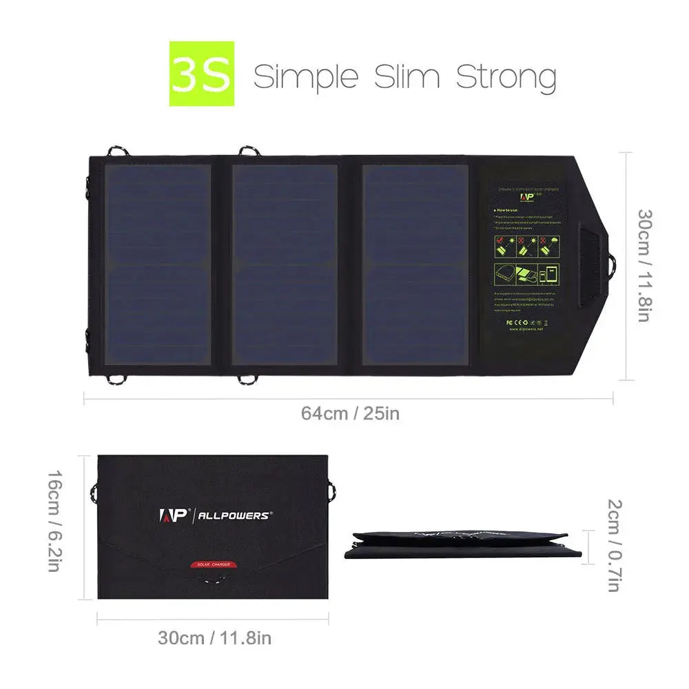 ALLPOWERS Solar panel 5V21W Portable Phone Charger Solar Charger Dual USB Output Mobile Solar Battery Charger for iPhone Samsung - Suncollections