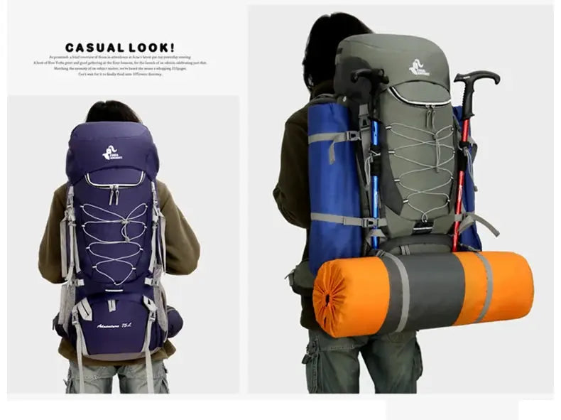 Camping Backpack Hiking Bag Sports Outdoor Bags For Men 75L Large With Rain Cover Travel Climbing Mountaineering Trekking Bag - Suncollections