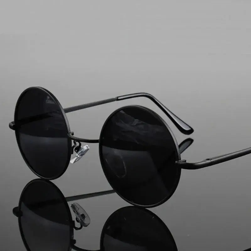 Retro Vintage Round Polarized Sunglasses Men Brand Designer Sun Glasses Women Alloy Metal Frame Black Lens Eyewear Driving UV400 - Suncollections