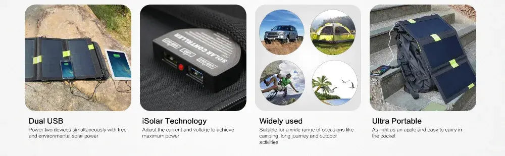 X-DRAGON Solar Mobile Power Battery Charger 5V 20W Portable Outdoor Foldable Solar Panel Cells Micro USB for Xiaomi iPhone iPad - Suncollections