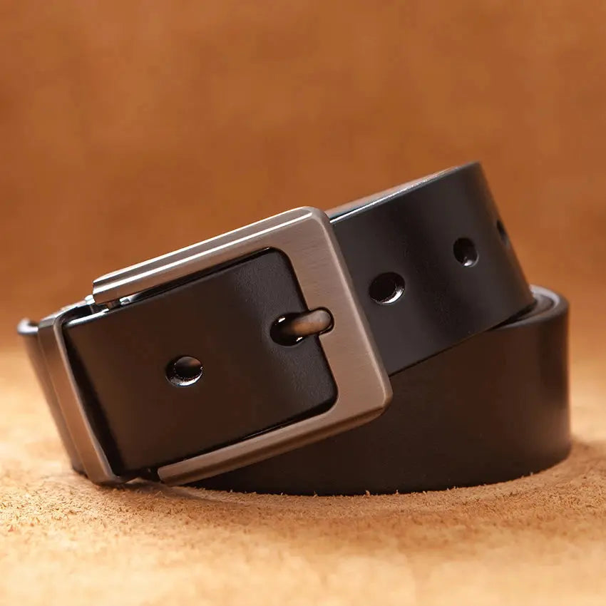 Cowhide Genuine Leather Belts for Men Male Pin Buckle Jeans Waist Belt Mens Black Brown Commuter business Belt Ceinture Homme - Suncollections