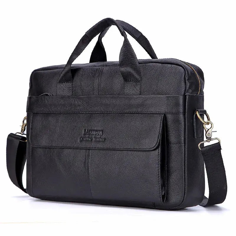 Men Genuine Leather Handbags Casual Leather Laptop Bags Male Business Travel Messenger Bags Men's Crossbody Shoulder Bag - Suncollections