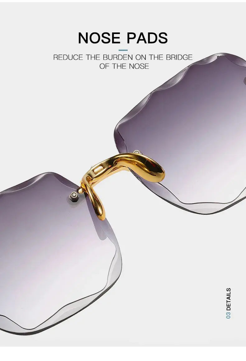 Square Rimless Sunglasses Women Luxury Brand Designer Summer Red Glasses Fashion Sun glasses For Men UV400 Shades Oculos - Suncollections