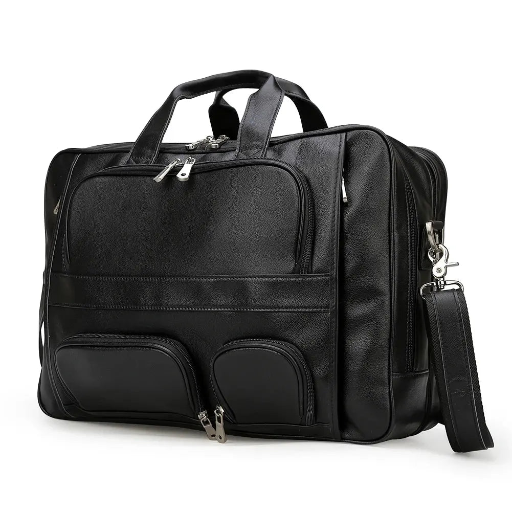 TIDING Dropshipping Men Crazy Horse Leather 15.6 Inch Laptop Bags Briefcase Genuine Leather Business Office Briefcase Bag - Suncollections