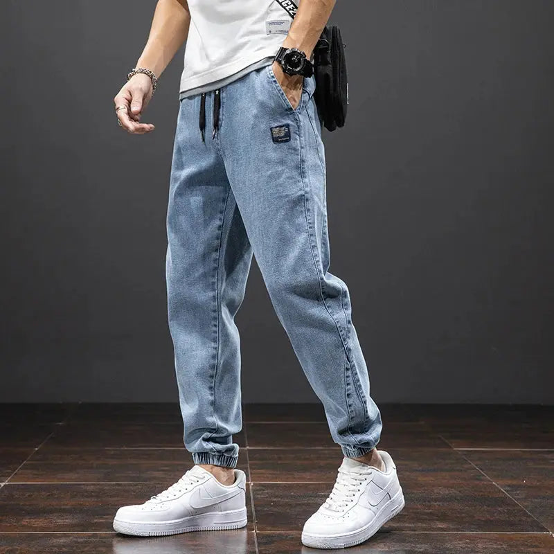 Spring Summer Black Blue Cargo Jeans Men Streetwear Denim Jogger Pants Men Baggy Harem Jean Trousers Plus Size Suncollections