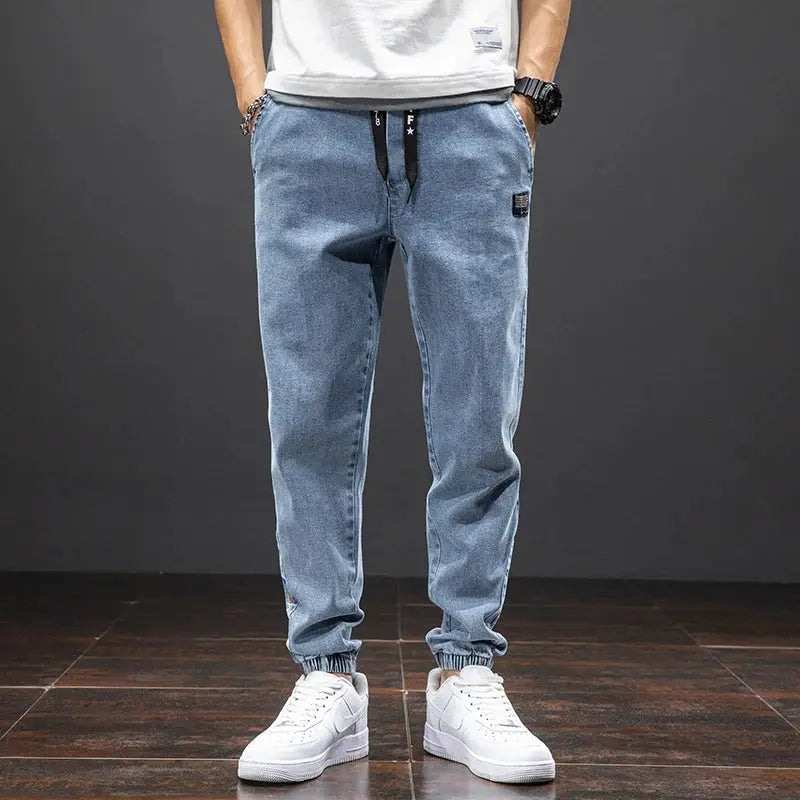 Spring Summer Black Blue Cargo Jeans Men Streetwear Denim Jogger Pants Men Baggy Harem Jean Trousers Plus Size Suncollections