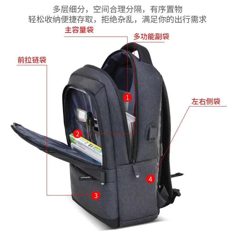 Wholesale Custom Logo Anti Theft Computer Bag College Student USB Business Backpack Laptop Bags Mochilas Con Cargador for Men - Suncollections