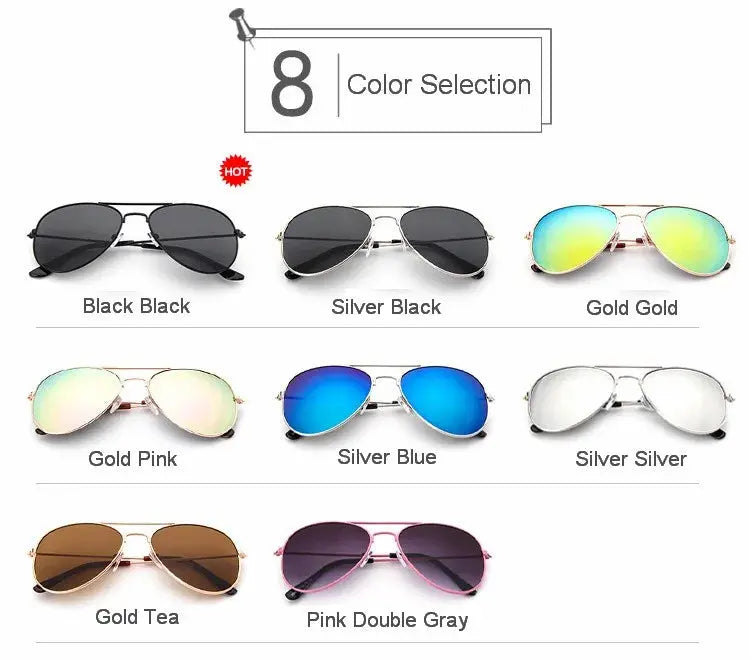 Classic Aviation sunglasses For Boy And Girl Colorful Mirror Pilot Sun Glasses Children Sunglasses Kids Sunglasses Eyewear - Suncollections