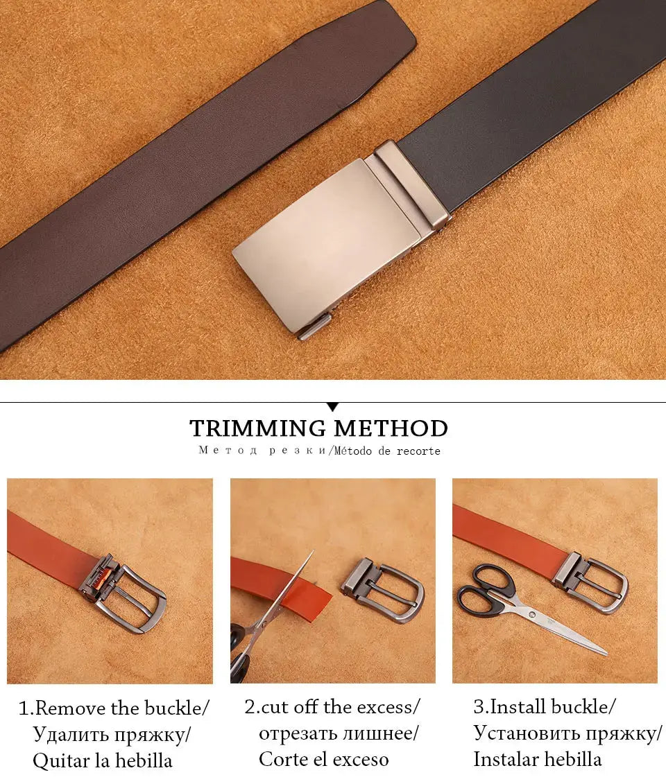 Genuine Cow Leather Automatic Belt For Men - Suncollections