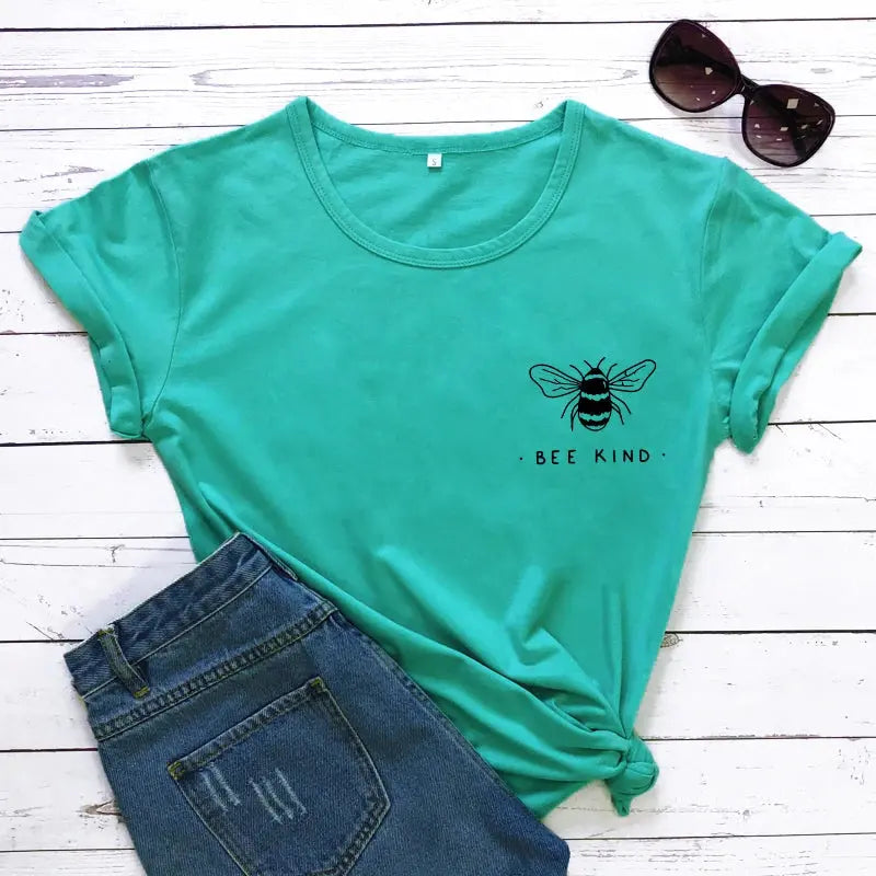 Cute Bee Kind Pocket Print T-shirt Funny Women Inspirational Quote Kindness Tshirt Unisex Be A Nice Human Christian Tops Tees - Suncollections