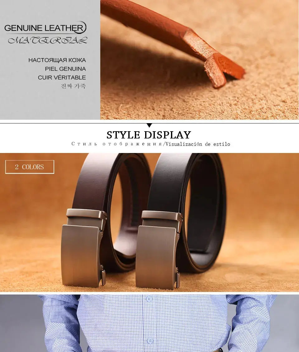 Genuine Cow Leather Automatic Belt For Men - Suncollections