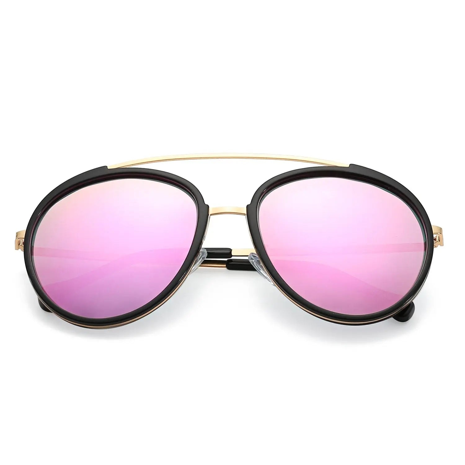 FARMINDALE | Polarized Circle Round Brow-Bar Fashion Sunglasses - Suncollections