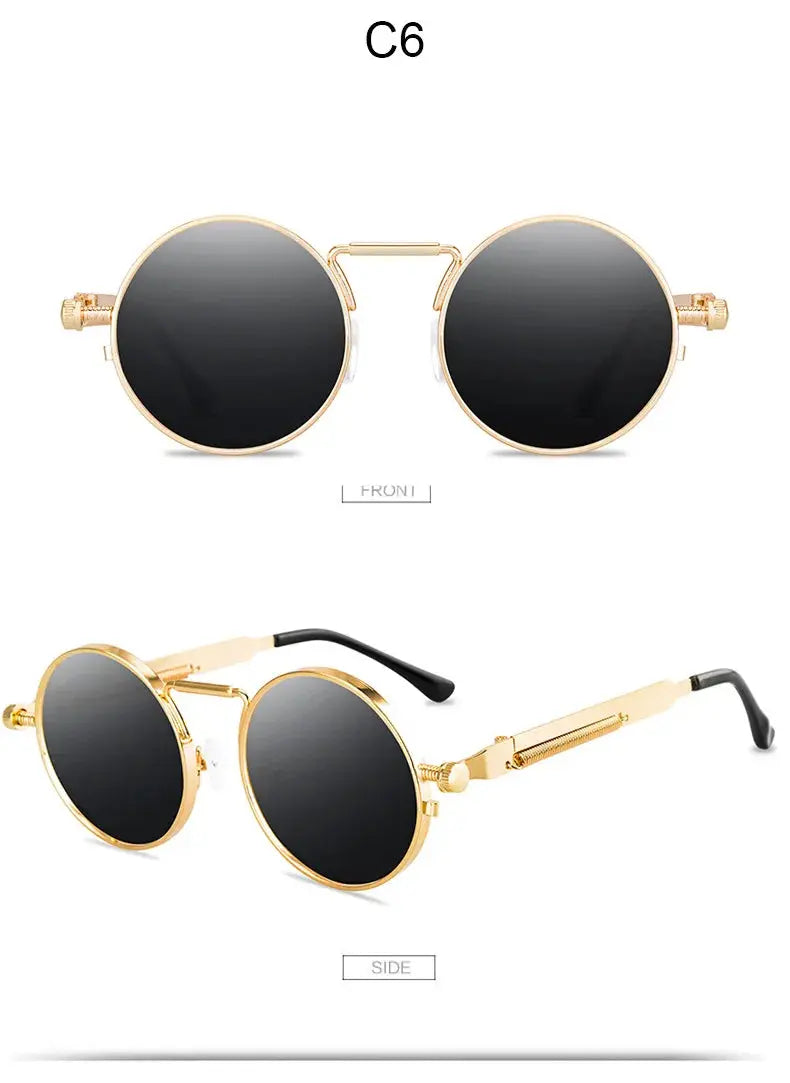 Retro Men Punk Style Sunglasses Colorful Round Metal Frame Women Fashion Sunglasses Uv400 2023 - Suncollections