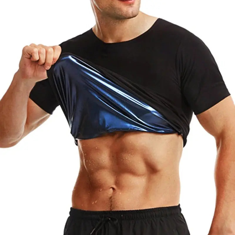 Sauna Sweat Shirt for Men Short Sleeves Body Shaper Gym Exercise Fitness - Suncollections