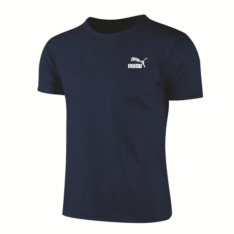 Men's Casual T-shirts Summer Quick Dry Breathable Round Neck Short Sleeve Elastic Outdoor Training Hiking Run T-shirts - Suncollections